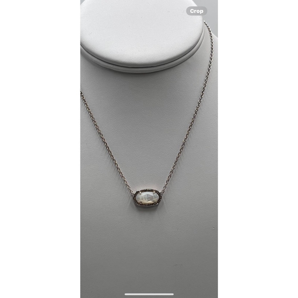 Kendra Scott Elisa Gold Plated Pendant Necklace Prong set Ivory Mother-of-Pearl‎
